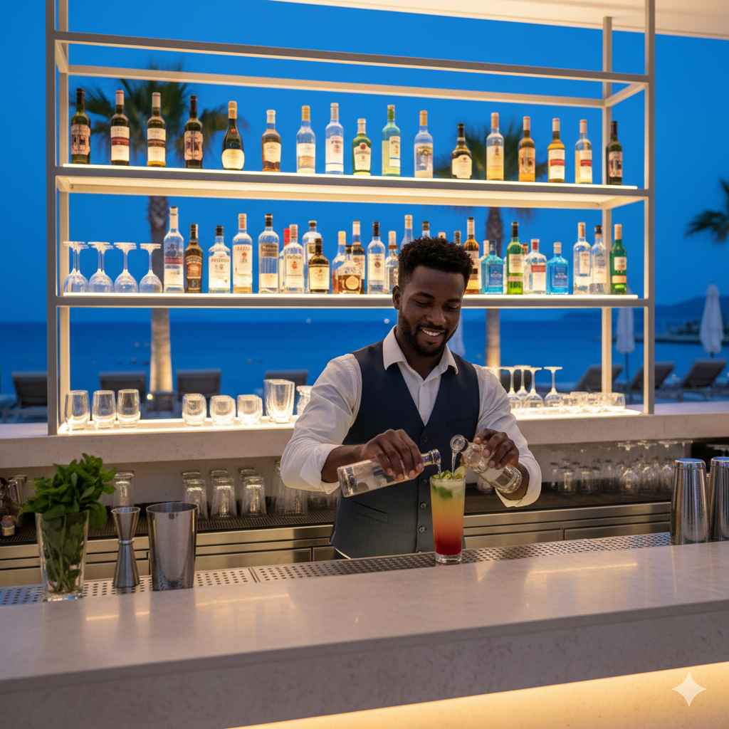 Bartender preparing drinks